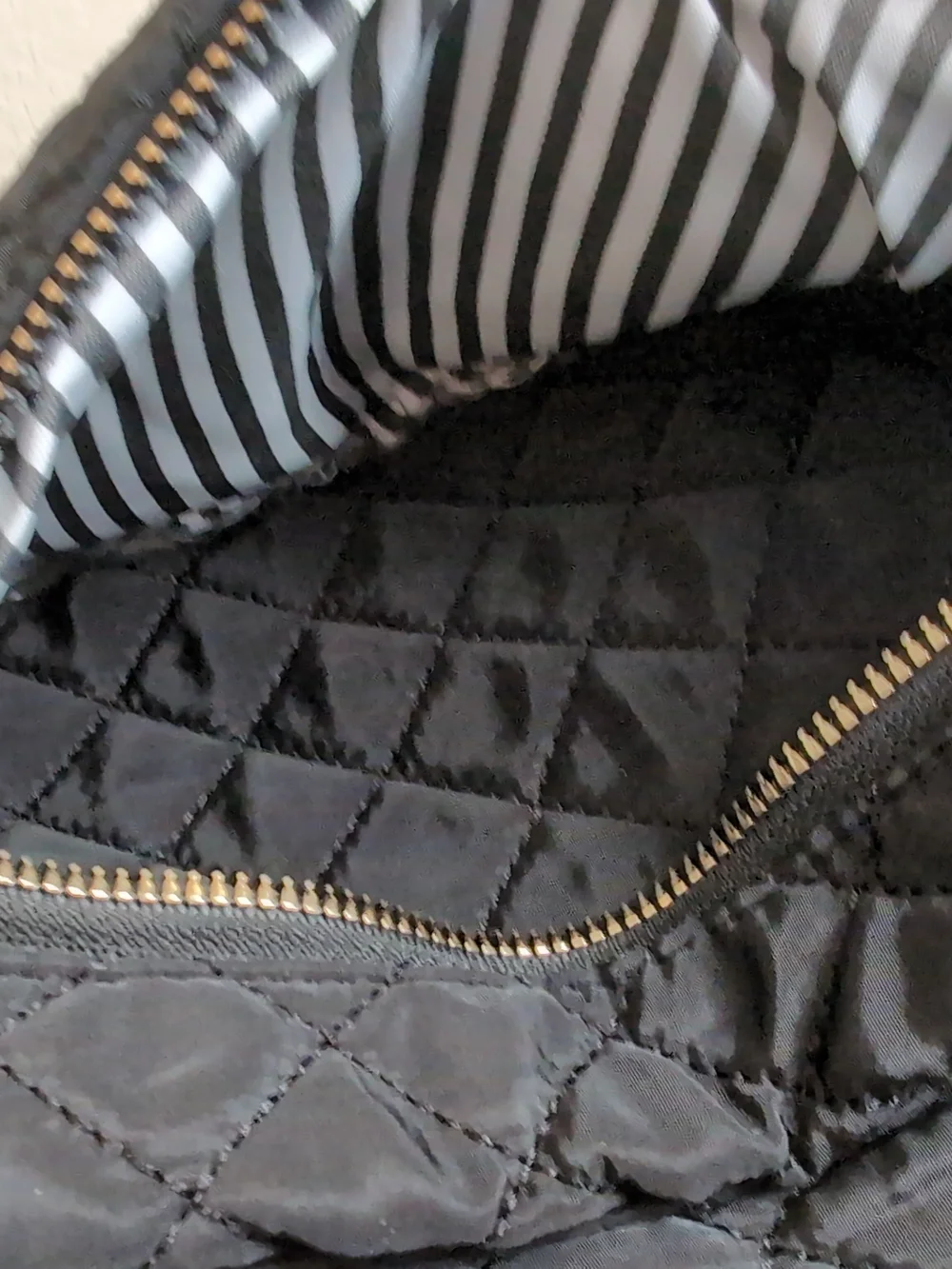 Alexis Bendel Quilted Black Mini Backpack with Gold Hardware